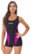 dPois Maillot de Bain Une Pièce Femme Tankini Top Shorty 1 Pièce Bikini Sport Short de Bain Ensemble Vêtements d'Été Body Plage Monokini Swimwear S-XXL Ed Rose Rouge M