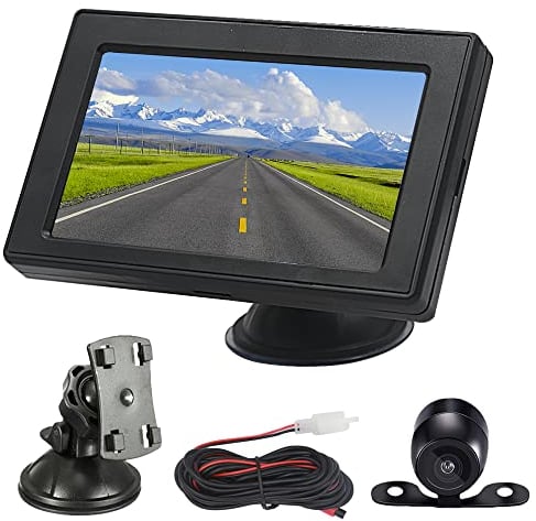 OBEST 4.3 TFT LCD Monitor Retro View Camera Set, IP68 Impermeabile Macchina Fotografica Posteriore, Telecamera Posteriore con Monitor, Kit Telecamera Posteriore per Van/Camion/Trasportatore/Camper