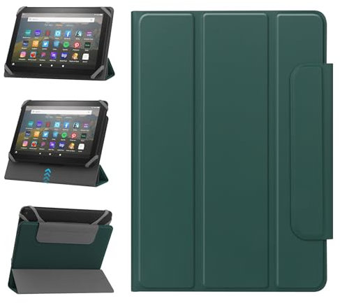 HoYiXi Custodia universale per 7-8 pollici Samsung Galaxy Lenovo Fire Android Tablet Cover protettiva regolabile in due posizioni con supporto Pieghevole - verde