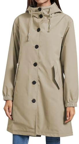 Hveuluop Gieen Giacca Antivento Impermeabile da Donna - Giacca Lunga Leggera Idrorepellente per Esterni, Giacca Antipioggia con Cappuccio, Trench per Escursionismo