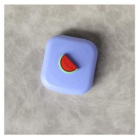 Lens Storage Cases, Contact Lens Cases,Mini Box Container, Cute Girl Fruit Contact Lens Case Box With Mirror Women Mini Square Lovely Eyes Contact Lens Container Box Bag Travel Kit (Color : Peach) ( C