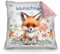 PR Print Royal Personalisiertes Kuschel-Kissen für Kinder mit Füllung - mit Name selbst gestalten - Fuchs Kissen für Mädchen und Jungs, Kinderkissen mit Name | 40 x 40 cm, Rückseite Rosa