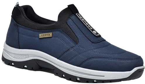 Aocase Zapatillas Deporte Slip On Hombre Sin Cordones Casual Sneakers Comodos Zapato Plano Ligero Zapatos clásicos Flexibles para Exteriores,Azul,44/270mm