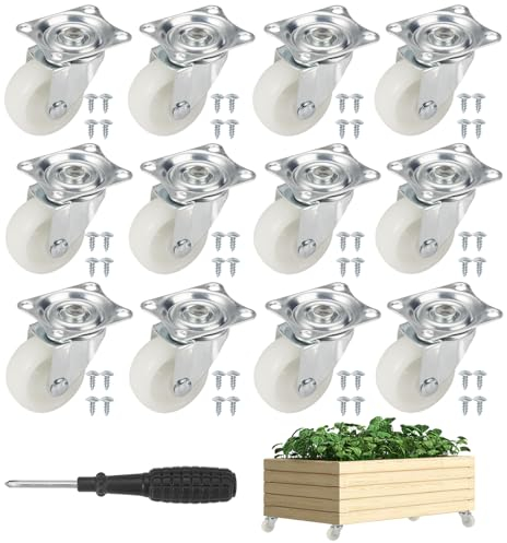 12 Stück Rollen für Möbel ø38mm/1,5 Zoll, 360° Drehbar Möbelrollen Klein, Lenkrollen, Möbel Rollen Möbeltransportrollen, Gummirollen für Holzschränke, Kinderbetten, Anzuchtkästen, Transportwagen