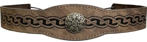HiiFeuer Mittelalterlich geprägter Kopfschmuck aus Kunstleder, Retro Renaissance Verstellbares Stirnband, Cosplay Kostüm Zubehör für LARP (Braun A)