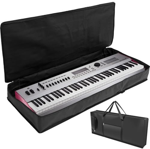 Funda acolchada para teclado de 61 teclas, 100 x 40 x 15 cm, con asa y correa ajustable para el hombro, órgano electrónico portátil, impermeable, antigolpes, tela Oxford 420D para piano digital