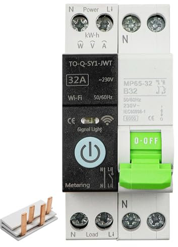 Tiardey Smart Circuit Breaker WiFi Meter Energy Monitor With Overload Protection Support Remote Control Timing Compatible with Assistant Smart Life -32A