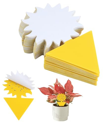 50 Pezzi Trappole Adesive a Forma di Fiore per Piante,Controllo Ecologico dei Parassiti, Perfetto Contro i Parassiti, tripidi, Afidi e Mosche Bianche in Giardino e sul Balcone (Gialle)