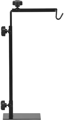 PawHut Supporto per lampada per rettili, lampada termica regolabile in altezza e larghezza per terrari di rettili e anfibi, supporto per luce con gancio per appendere la base in acciaio - Nero