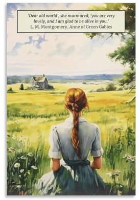 LinOPL Poster mit Anne of Green Gables, Lucy Maud Montgomery, Buchkunst, Leinwanddruck, Poster und Drucke, Wandkunst, Bilder für Wohnzimmer, Schlafzimmer, Dekoration, 40 x 60 cm, ungerahmt, 5 Stück