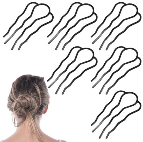 Amabro 6 Pièces Epingle Cheveux Femme,Pince Chignon,Peigne Chignon Fourchettes À Cheveux En Métal En Forme De U À 4 Broches Pour Chignon Accessoires Pour Chignons Pour Femme
