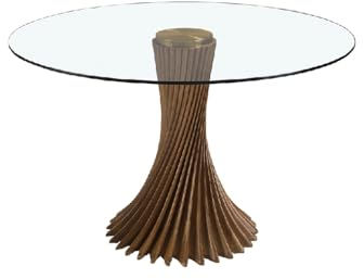 Ángel Cerdá Table de salle à manger ronde avec plateau fixe en verre trempé 12 mm Pieds en bois couleur noyer Convient pour 6 personnes