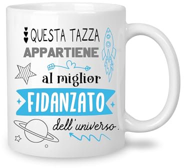 Yufansd Mug Tazza Fidanzato - al Miglior Fidanzato dell'Universo - Regali per Fidanzato San Valentino Regalo da Fidanzata Originale Regalo di Compleanno Natale Ceramica 350 ML (Fidanzato)