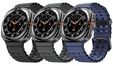 NotoCity Repuesto para Samsung Galaxy Watch Ultra, 47mm Correa de Silicona Suave para Samsung Galaxy Watch Ultra(Negro+Gris oscuro+Azul noche)