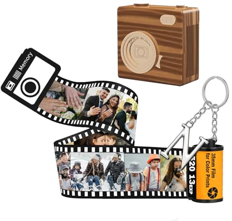 JPHCHSC Personalised Film Roll Keychain,With Wooden Camera Packaging Box，Photo 5/10/15/20/25/30 Pcs,Custom Camera Roll Keychain For Women,Dad,Mom,Husband,Wife,Gandma,Christmas,Birthday,Wedding