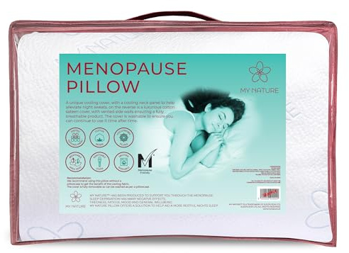 My Nature Menopause Pillow Cooling Pillow for Hot Sleepers with Cotton Cover & Mesh Airflow Walls – Helps Reduce Night Sweats & Improve Sleep Quality