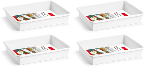 AC - Pack de 4 Bandejas Frigorificas - Capaciadad de 4,25 L - Fabricado en Plástico - Apto para Microondas y Congelador - 6,5 x 34,5 x 26 cm - Color Blanco