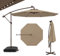 GOPLUS Parasol de Jardin Extérieur avec Pied, 3x3M Parasol Déporté Inclinable, avec 8 Baleines 32 Lampes Solaires, Grand Parasol pour Terrasse Plage Cour (Café)