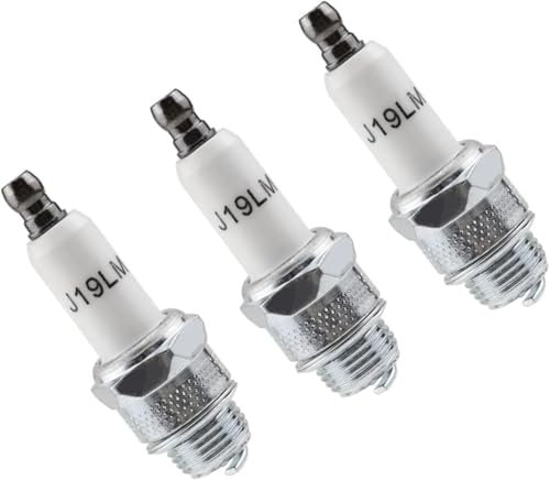 3 Bougie Tondeuse RJ19LM, Adaptées aux Modèles, 4 Temps Bougies d'allumage de Tondeuse à Gazon, pour 796112 802592 5095K,3121-C5-0041