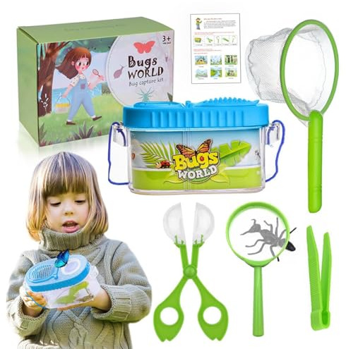 Arroopu Fliegenfänger für Kinder | Schmetterlingsfänger für Kinder | Transparente Falle Mit Lupenfunktion Für Entdeckungstouren Draußen Spiel Garten Homeschool Aktivitäten