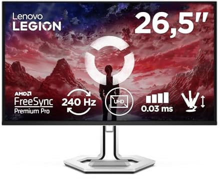 Lenovo Legion Pro 27UD-10 | 27 UHD OLED Gaming Monitor | 3840x2160 | 16:9 | 240Hz | 0.03 ms Tiempo de reacción | USB-C | DispleyPort | HDMI | USB-A | Panel de 3 Lados | Protección TÜV | Soporte