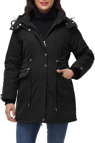 Maacie Umstands Baumwolljacke Jacke Stehkragen Wasserdichte Baumwolljacke 2025 Winter Coat Schwarz M