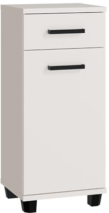 Forte VERIS Badkommode 40, moderner Badschrank, 1-türig, 1 Schublade, Kontrastgriffe und -Füße, Holzwerkstoff, Kaschmir Beige, 40,2 cm breit x 90,8 cm hoch x 34,8 cm tief