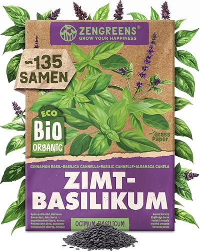 ZenGreens® - Bio Zimt-Basilikum Samen - Zimt-Basilikumsamen - Kräutersamen für den einfachen Anbau im Garten, Balkon oder Küche - Saatgut