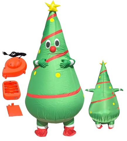 Déguisement d'arbre de Noël Gonflable Qui Attire l'attention, Costume Gonflable d'arbre de Noël pour Adultes, défilé, Anniversaire, théâtre, Hommes, Femmes, Amis, Famille