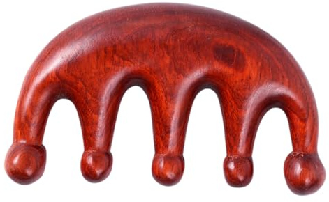 COLLBATH Natürlicher Tragbar Holzkamm mit 5 Breiten Zähnen Padauk und Rundem Perlenkopf zur Stress und Ermüdungslinderung für Locken und Heimgebrauch
