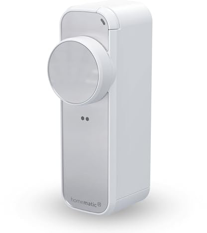 Homematic IP Türschlossantrieb – pro, weiß-silber, Smart Home, permanente Türüberwachung, Smart Lock, elektronisches Türschloss, einfach nachrüsten, Tür steuern per App, Alexa & Google Home, 162822A0