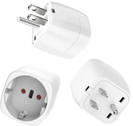 3 Pezzi Adattatore Presa Americana, Adattatore Universale da Viaggio,2500W 2 Pin Europa a 3 Pin USA Convertitore Europa a Presa Americana per Viaggi Studio Lavoro, Tipo B Bianca