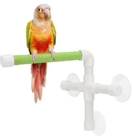 Portable Suction Cup Bird Window and Shower Perch Toy for Bird Parrot Macaw Cockatoo African Greys Budgies Parakeet Bath Perch Toy