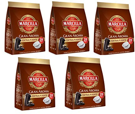 Marcilla Café Extra Fuerte para máquina Senseo - 5 paquetes de 28 monodosis (Total 140 monodosis) - Amazon Exclusive