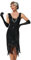 VILOREE 1920 Pailletten verschönert Quasten Falten Flapper Damen Mini Kleid Party Gastby Motto Schwarz M
