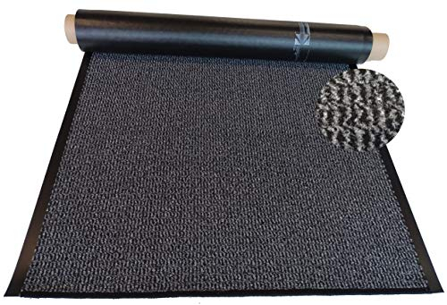 MERTEX Schmutzfangläufer Meterware 90 cm grau-schwarz meliert- Schnittkanten gekettelt (90 x 400 cm, grau)