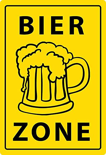 Blechschild 20x30cm gewölbt Bier Zone Spaß Hinweisschild Sprüche Deko Geschenk Schild