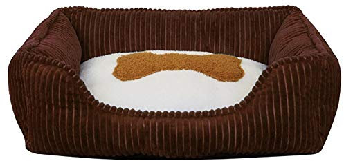 Weich Hundebett, Hundekorb Waschbar, Hundesofa, Hundematte, kuscheligem Plüschen Hundekissen, Hundekörbchen mit Rutschfestem Boden, Hundesofa, Tierbett, Katzenbett，Kaffee,L (70*63*18CM)