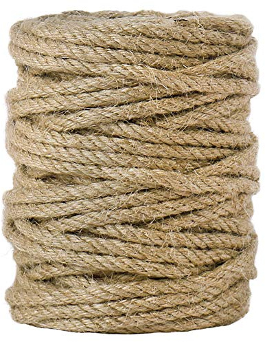 Tenn Well 5mm Jute Rope, 100 Feet 4Ply Twisted Heavy Duty and Thick Twine Rope for Gardening, Crafting, Bundling, Cat Scratching Post, Home Decor, Christmas Decorations