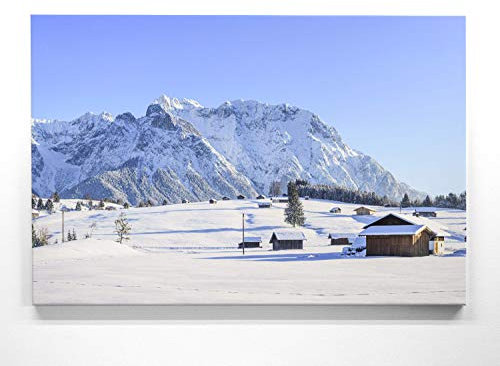 Panorama Leinwand Karwendel Panorama - als 150x50cm großes XXL Leinwandbild. Wandbild als Hintergrund und Deko für Wohnzimmer & Schlafzimmer. Aufgespannt auf Holzrahmen