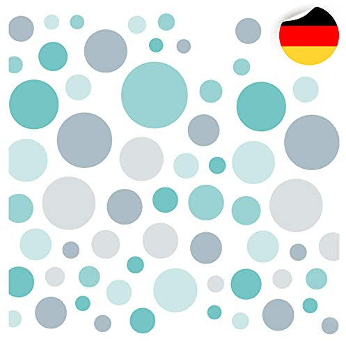 Little Deco 86 Kreise Wandtattoo Kinderzimmer Punkte Wandsticker Set Aufkleber Wanddeko Spielzimmer Babyzimmer Kinder Schlafen Türkis Grau DL608