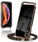 Micoden Handykette kompatibel mit iPhone X,iPhone XS Hülle Ultra dünn Kameraschutz Herz Love Design Galvanik TPU Silikon Bumper Kordel zum Umhängen Handyhülle mit Band Schutzhülle,Schwarz