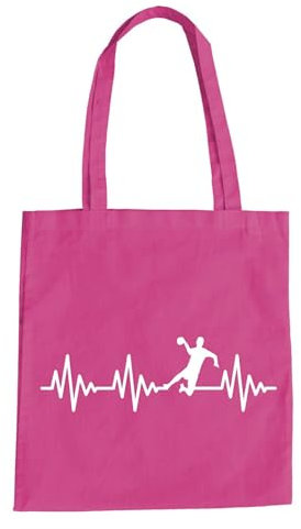 Herzschlag Handball Baumwolltasche - Ekg Handballer Handballspiel Sport Werfen Pink