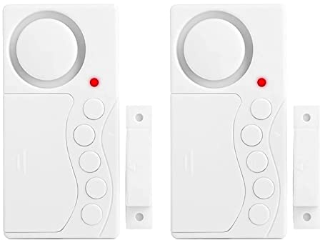 CDIYTOOL Door Alarm, 2 Pack Wireless Door Window Safety Freezer Door Alarm 3/15/30/60 Seconds Adjustable Delay Wireless Door Open Sensor Refrigerator Alarm for Kids Safety Home Shop Security