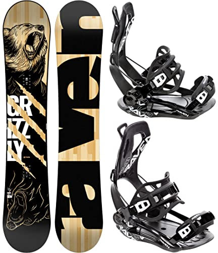 RAVEN Snowboard Set: Snowboard Grizzly + Bindung Fastec FT360 Black (162cm Wide + FT360 Black XL)