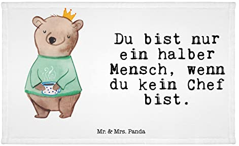 Mr. & Mrs. Panda Gäste Handtuch Chef Herz - Geschenk, Reisehandtuch, Unternehmensinhaber, Sport Handtuch, Direktor, Firmeninhaber, Leiter, Kollegin,