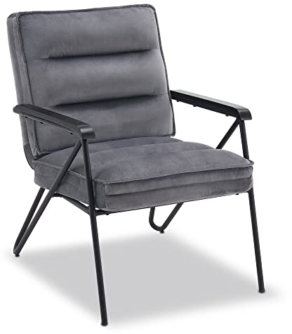M MCombo Grau Relaxsessel, bequemer Polstersessel, moderner Wohnzimmerstuhl, Fernsehsessel, Samt, 4750-1 (ohne Hocker)