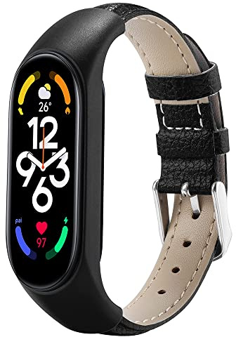 Wandeful Armband Kompatibel mit Xiaomi Mi Band 7 6 5 4 3 Armband, Leder Strap Ersatzbänder Ersatz