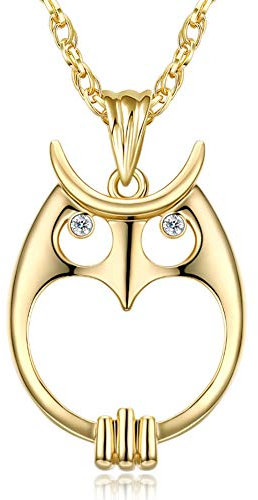 Frauen Optische Anhänger Halskette Lange Kristalle Kette Halskette 2X Zoom Glasseule Anhänger Rhodium Gold Farbgeschenk für Freundin und Mädchen, OZZKI, Gold