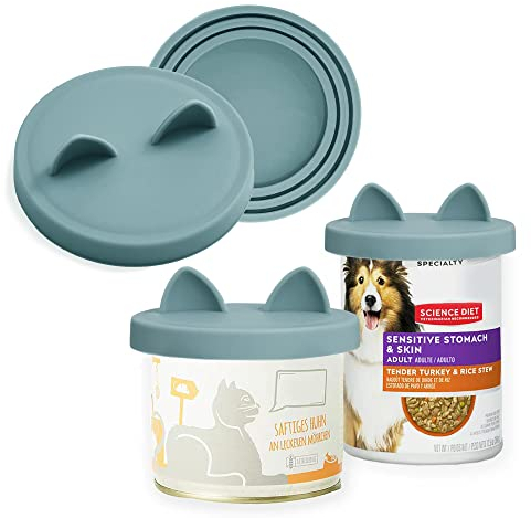 OHMO Couvercle Silicone Alimentaire, Couvercles Universels en Silicone, Résistant aux Aliments et au lave-vaisselle. Convient à Toutes les Tailles de Boîtes Standard(70-420g), Bleu Clair, Set de 2